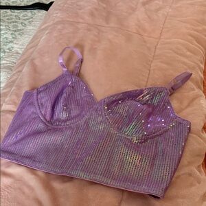 Sequin Purple Bralette style crop top